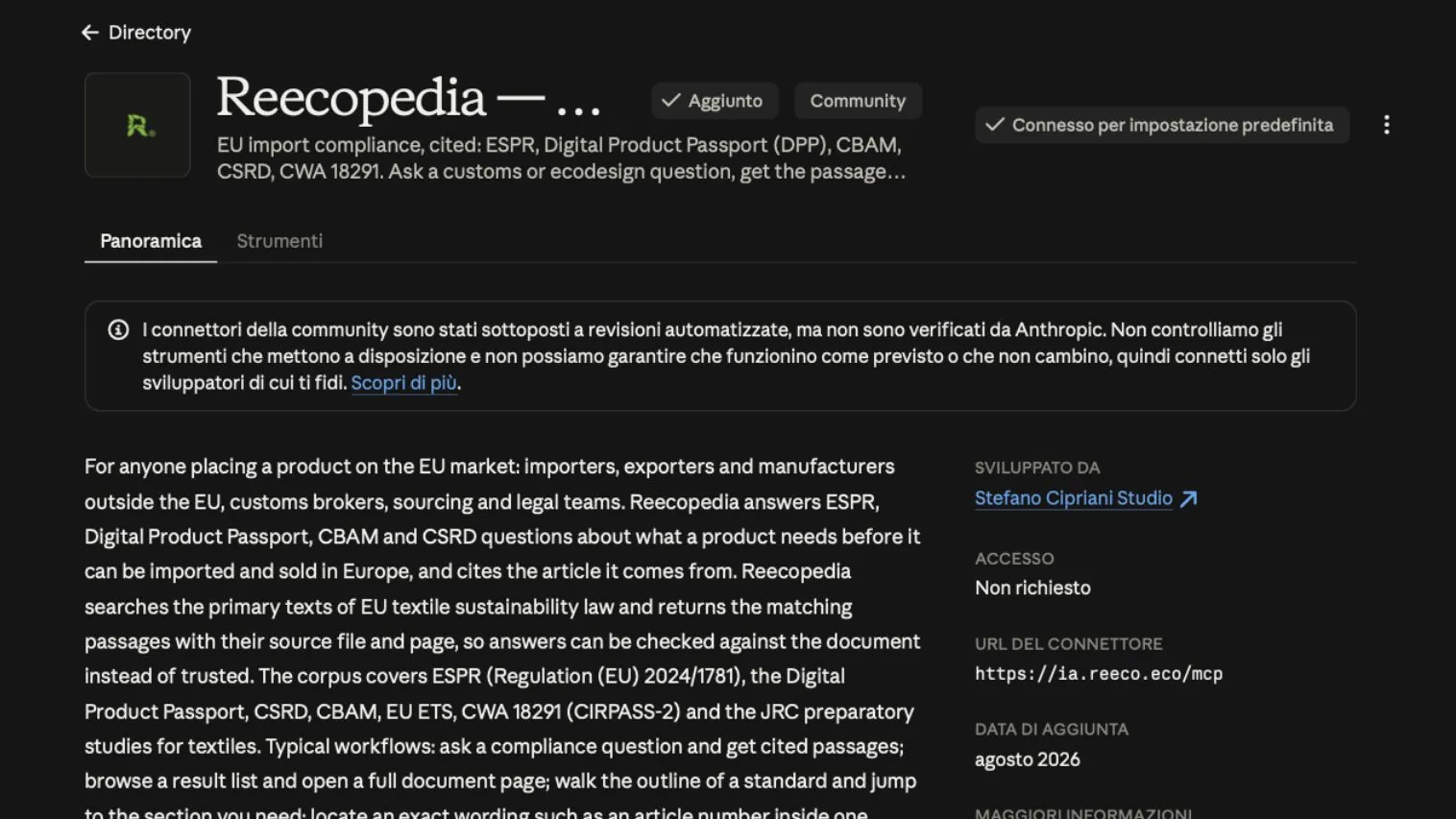 Mūsų įrankis Reecopedia dabar taip pat įtrauktas į Anthropic katalogą